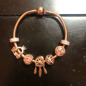 Authentic Pandora Rose Gold Bracelet with Charms